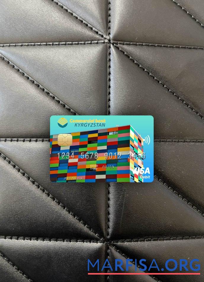 Downloadable Kyrgyzstan Commercial Bank KYRGYZSTAN visa debit card photolook front download for verification